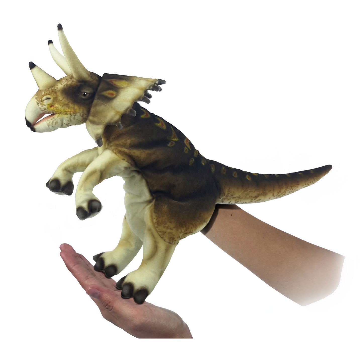 Triceratops Puppet (Cream/Brown) (7764)